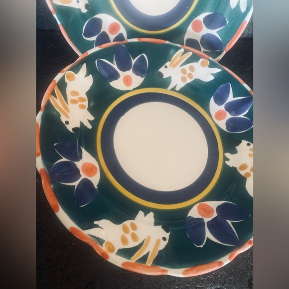 Set Of 3 Pottery Barn Salad Plates Mexico Rabbit Bunny 8.5 - Picture 2 of 6